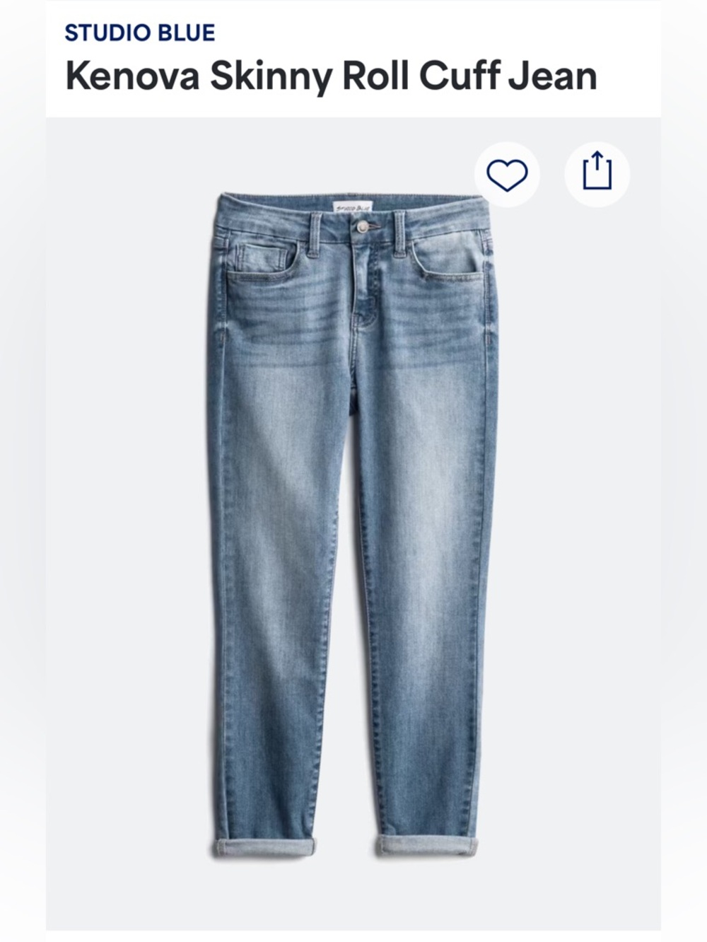 Stitch Fix Studio Blue Skinny Roll Cuff Jean
